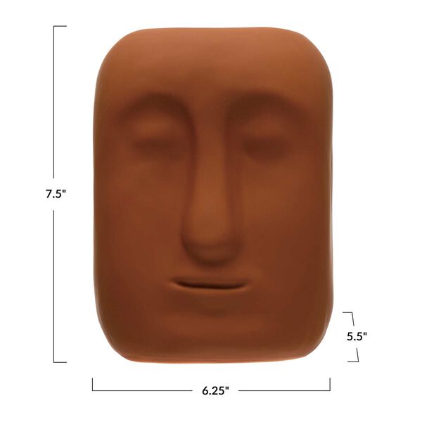 Red Stoneware Planter with face, image 5