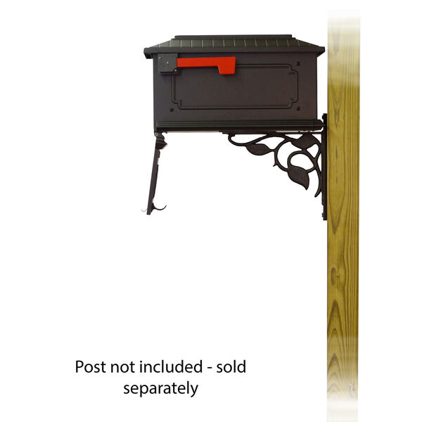 Curbside Black Kingston Mailbox with Floral Front Single Mounting Bracket, image 5