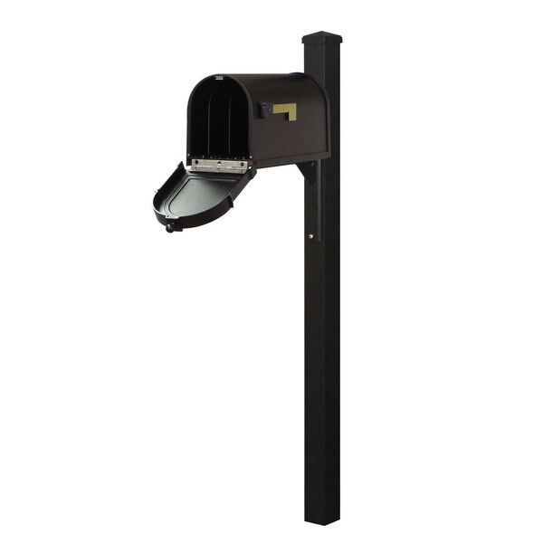 Berkshire Curbside Black Mailbox with Locking Insert and Wellington Mailbox Post, image 3