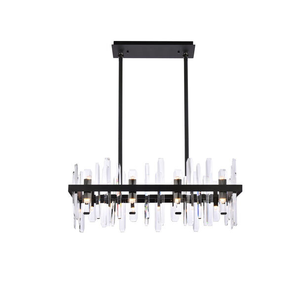 Serena Black and Clear 30-Inch Rectangle Chandelier, image 1