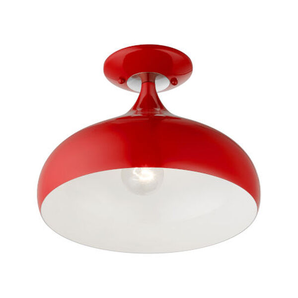Amador Shiny Red with Polished Chrome Accents One-Light Semi-Flush Mount, image 5
