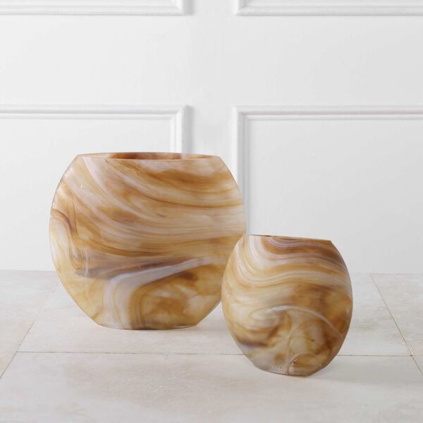 Fusion Caramel, Ivory and Tan Swirled Vase, Set of 2, image 3