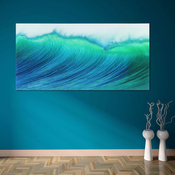 Blue Wave Frameless Free Floating Tempered Glass Wall Art, image 1