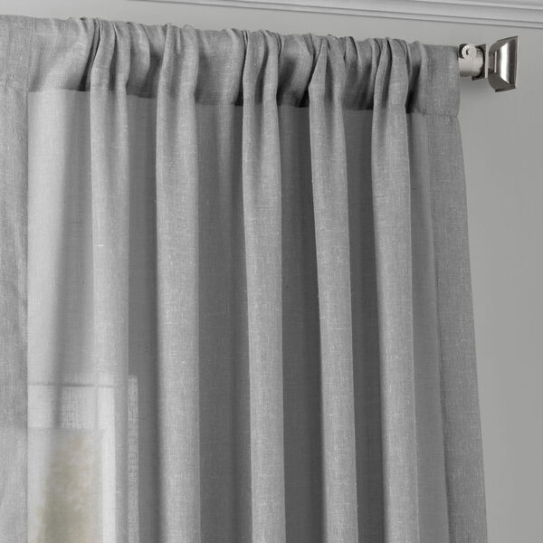Nickel Faux Linen Sheer Single Panel Curtain Panel, 50 X 120, image 3
