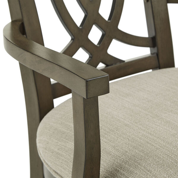 Gloria Dark Walnut and Beige Dining Arm Chair, Set of Two, image 5