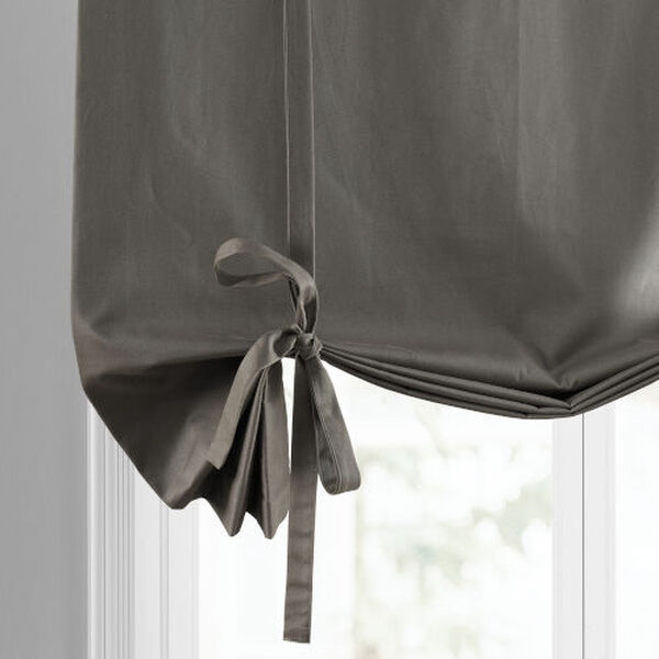 River Rock Grey Solid Cotton Tie-Up Window Shade Single Panel, image 4