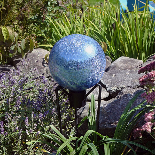 10 Inch Gazing Globe, Blue Lapis, Crackle, image 6