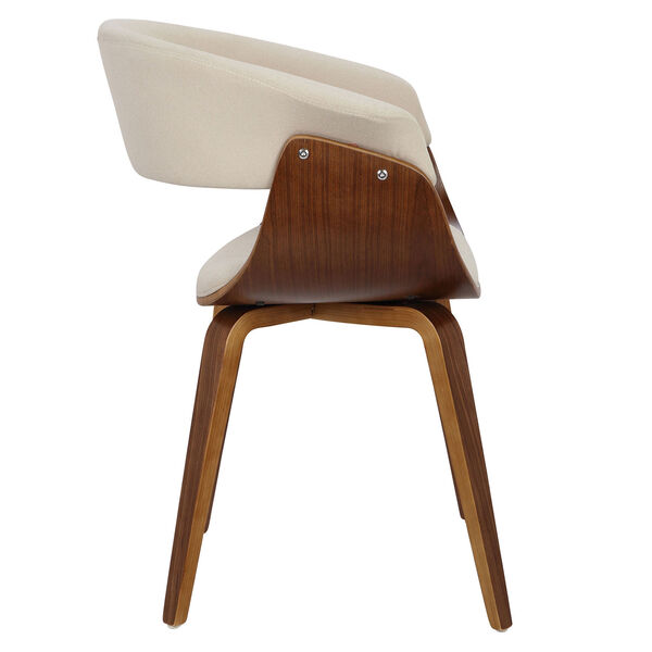 Vintage Mod Walnut and Cream Arm Dining Chair, image 2