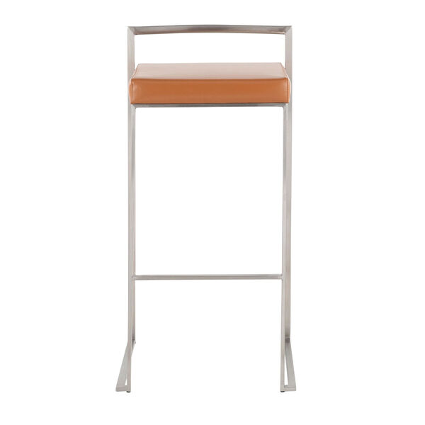 Fuji Stainless Steel and Camel Stacker Bar Stool, Set of 2, image 5