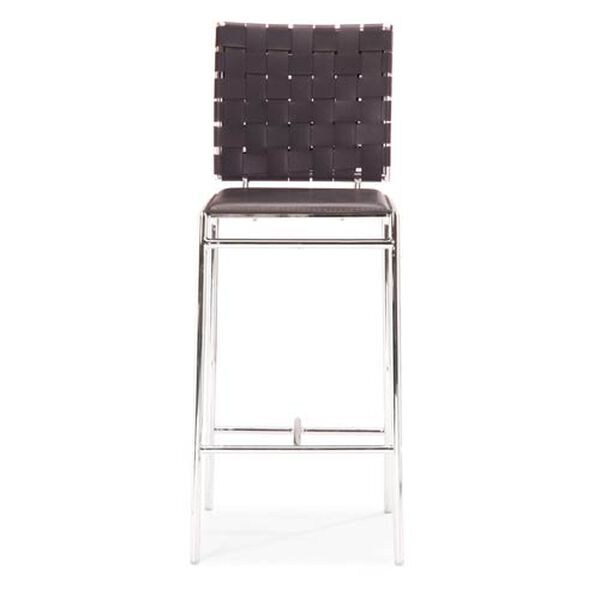Criss Cross Espresso and Chromed Steel Counter Chair, Set of Two, image 3
