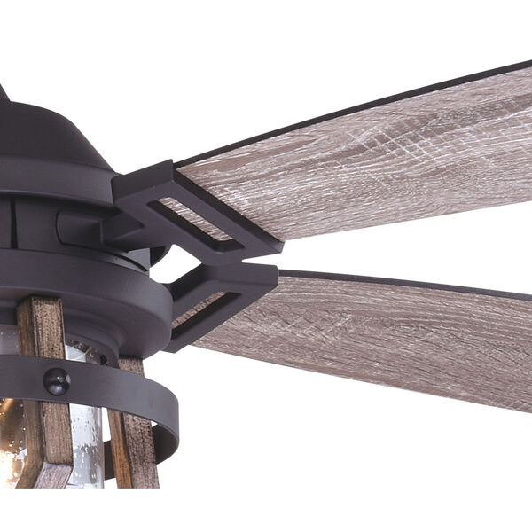 Barnes Matte Black and Rustic Oak 54-Inch Two-Light Outdoor Ceiling Fan, image 3