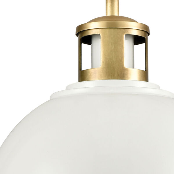 Lyndon White and Brass One-Light Pendant, image 5