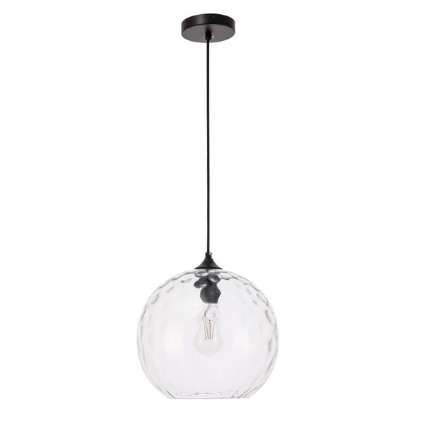 Gibson Black 12-Inch One-Light Pendant with Clear Glass, image 5