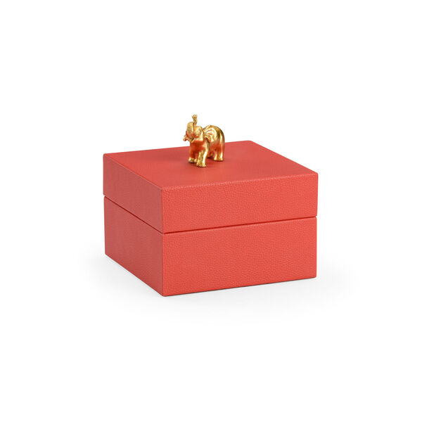 Pam Cain Red and Metallic Gold Elephant Handle Box, image 1