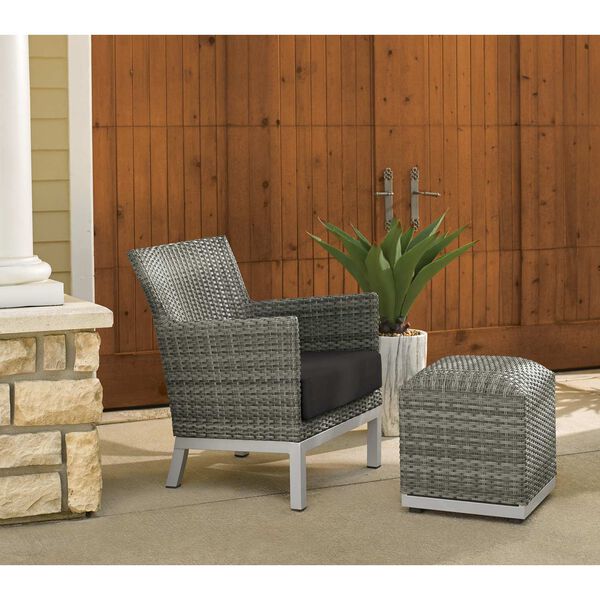 Argento Jet Black Outdoor Club Chair and Pouf, image 2