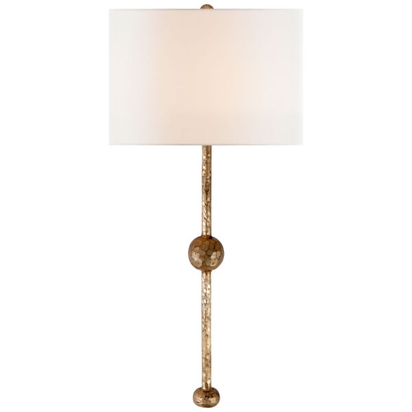 Carey Rail Sconce in Gilded Iron with Linen Shade by Suzanne Kasler, image 1