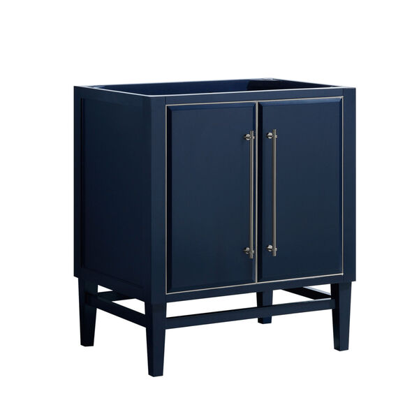 Navy Blue 30-Inch Bath vanity Cabinet with Silver Trim, image 2