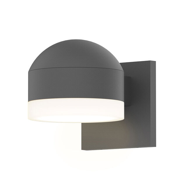 Inside-Out REALS Textured Gray Downlight LED Sconce with Cylinder Lens and Dome Cap with Frosted White Lens, image 1