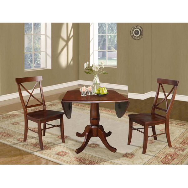 Espresso Round Top Pedestal Table with Chairs, image 4