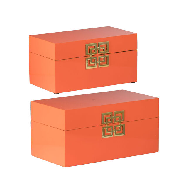 Orange Decorative Box ,Set of 2, image 1