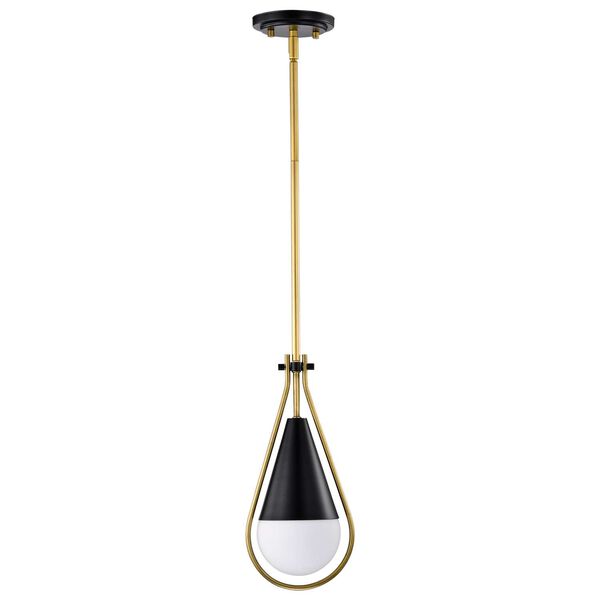 Admiral Matte Black One-Light Pendant with White Opal Glass, image 5