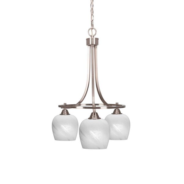 Paramount Brushed Nickel Three-Light Chandelier with Six-Inch White Dome Marble Glass, image 1