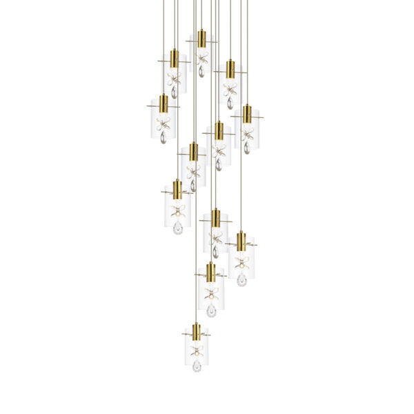 Hana Gold 12-Light LED Pendant with Royal Cut Clear Crystal, image 3