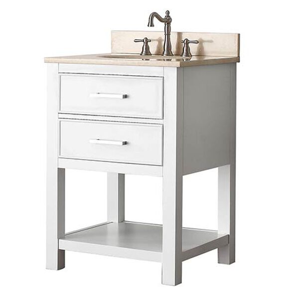 Brooks White 24-Inch Vanity Combo with Galala Beige Marble Top, image 2