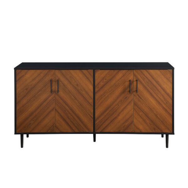 Hampton Acorn Bookmatch and Solid Black TV Stand, image 1