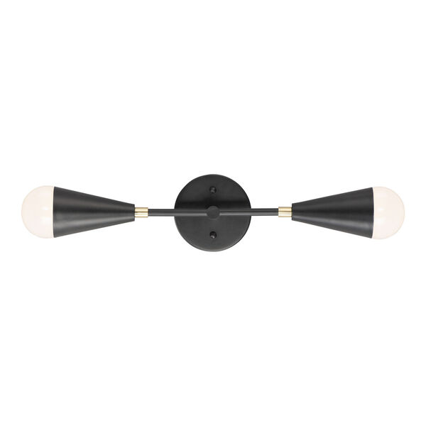 Lovell Black and Satin Brass Two-Light Wall Sconce, image 1