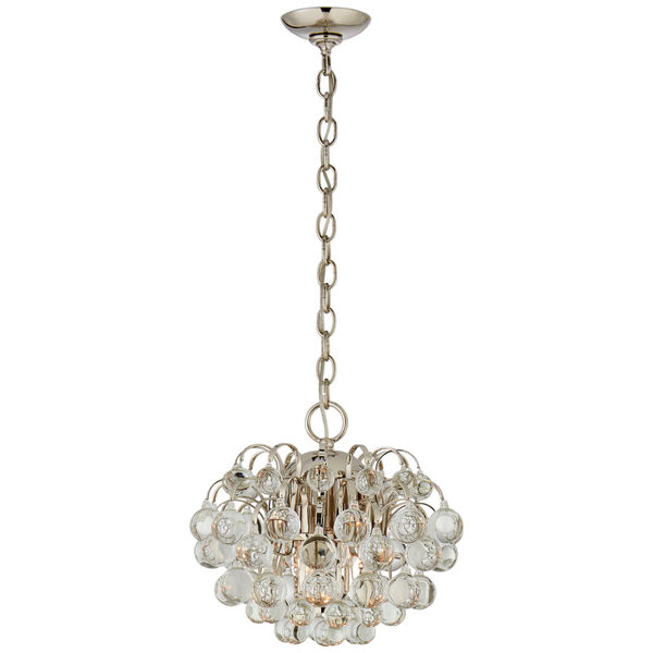 Bellvale Small Chandelier in Polished Nickel with Crystal by AERIN, image 1