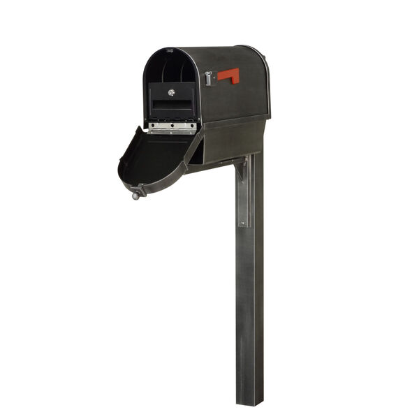 Berkshire Curbside Swedish Silver Mailbox with Newspaper Tube, Locking Insert and Wellington Mailbox Post, image 1