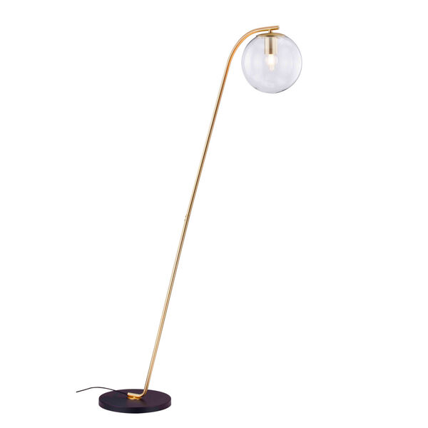 Roden Gold Smoke Glass One-Light Floor Lamp, image 1