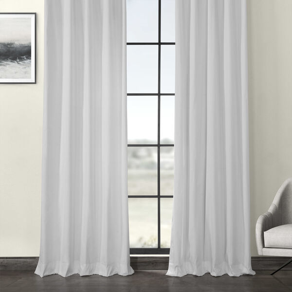 White Solid Cotton Tie-Top Curtain Single Panel, image 4