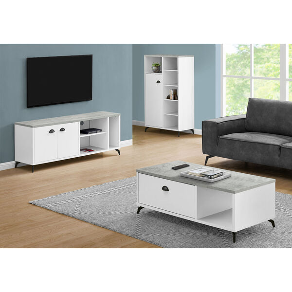 White and Black Two-Door TV Stand with Storage, image 3