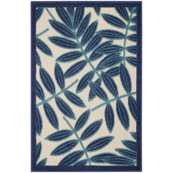 Aloha Navy Blue and White Indoor/Outdoor Area Rug, image 2