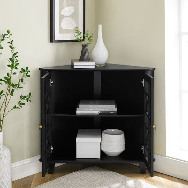 Gwen Fretwork Black Corner Cabinet, image 3
