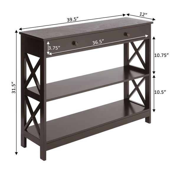 Oxford One Drawer Console Table in Espresso, image 4