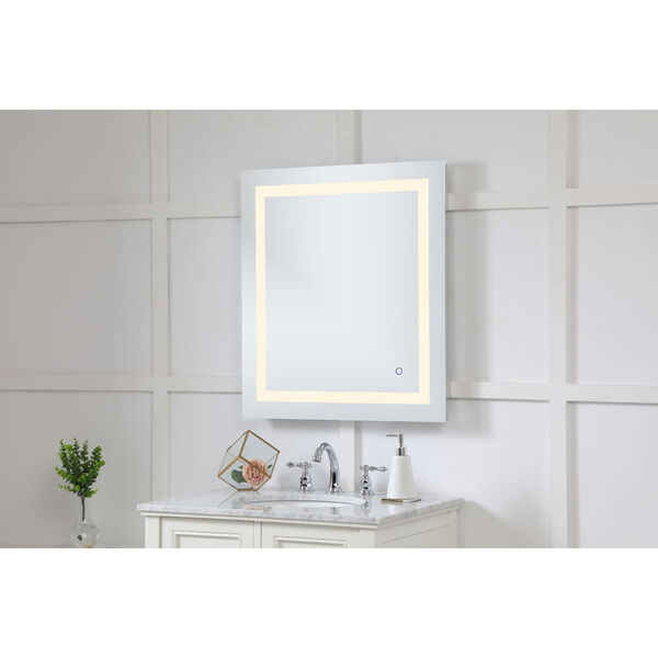 Helios Silver 30 x 27 Inch Aluminum Touchscreen LED Lighted Mirror, image 4