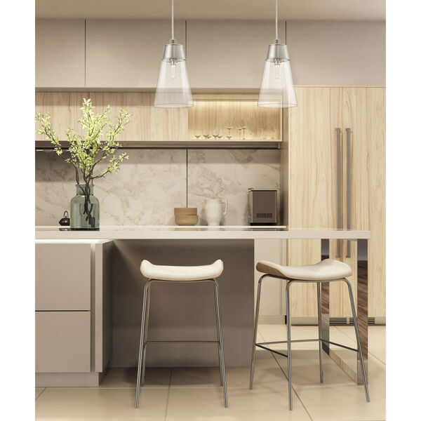Wentworth Brushed Nickel One-Light Pendant with Clear Glass Shade, image 2