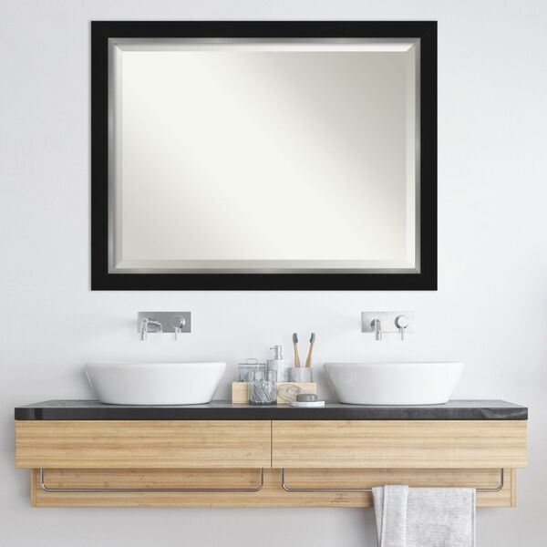 Eva Black and Silver 45W X 35H-Inch Bathroom Vanity Wall Mirror, image 6
