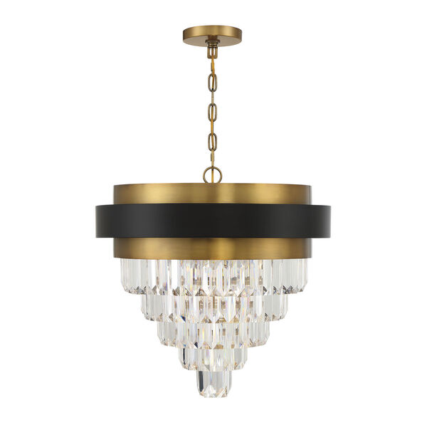Marquise Matte Black and Warm Brass Four-Light Chandelier, image 1