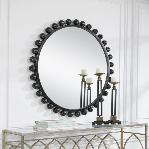 Cyra Black Round Mirror, image 1