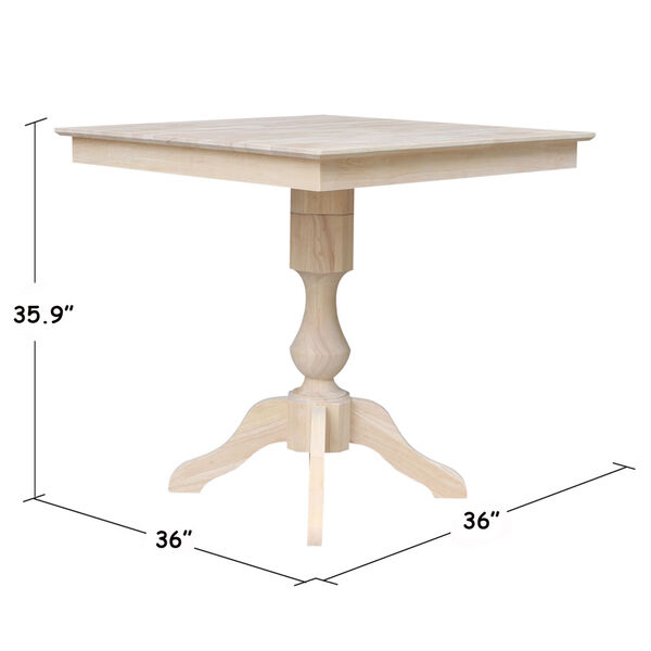 Wood 36-Inch Sqaure Top Pedestal Table, image 4