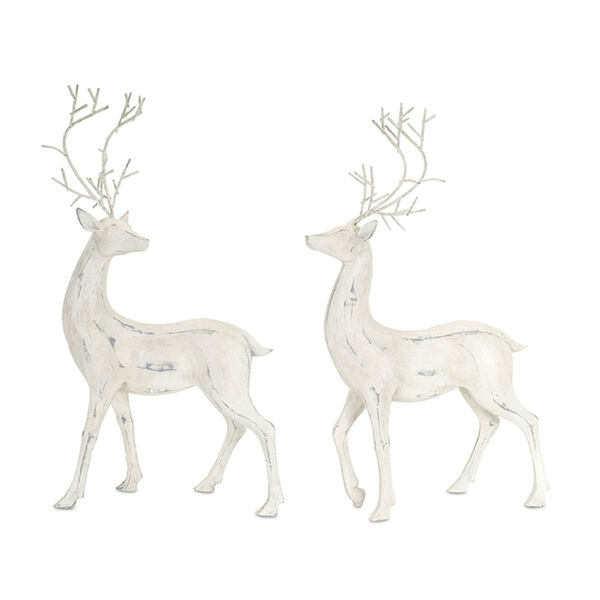 White and Grey 20-Inch Deer Figurine, Set of 2, image 1