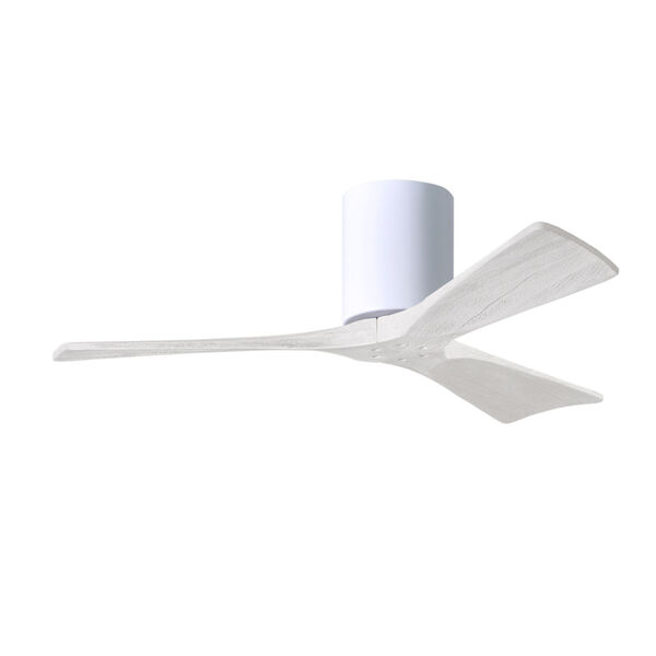 Irene-3H Gloss White 42-Inch Outdoor Flush Mount Ceiling Fan with Matte White Blades, image 1