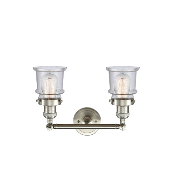 Franklin Restoration Brushed Satin Nickel 17-Inch Two-Light Bath Vanity with Seedy Glass Shade, image 2