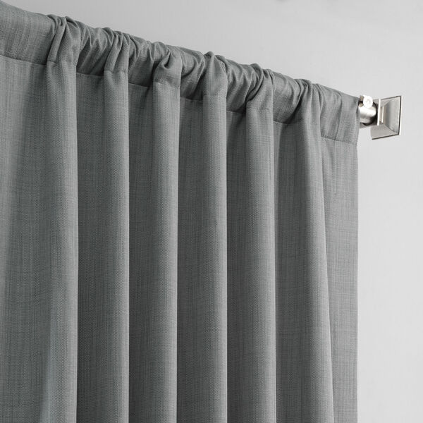 Pebble Grey Italian Textured Faux Linen Hotel Blackout Curtain Single Panel, image 3