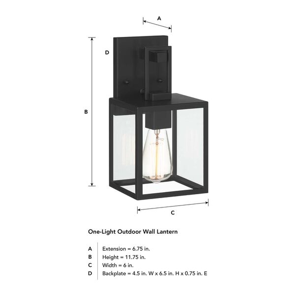 Preston Matte Black One-Light Outdoor Wall Lantern with Clear Glass Shade, image 5