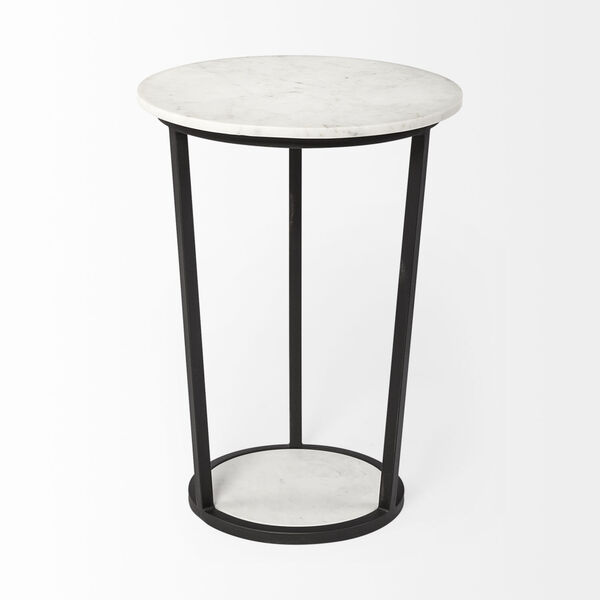 Bombola II White and Black Round Marble Top End Table, image 2